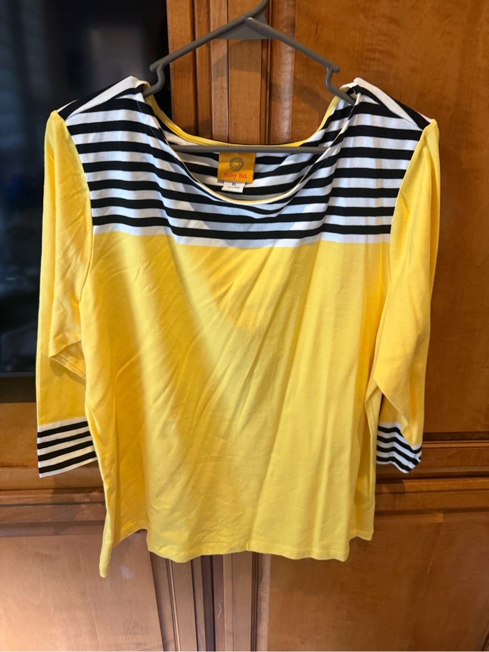 Yellow with black and white Stripes, Boatneck Women's Top